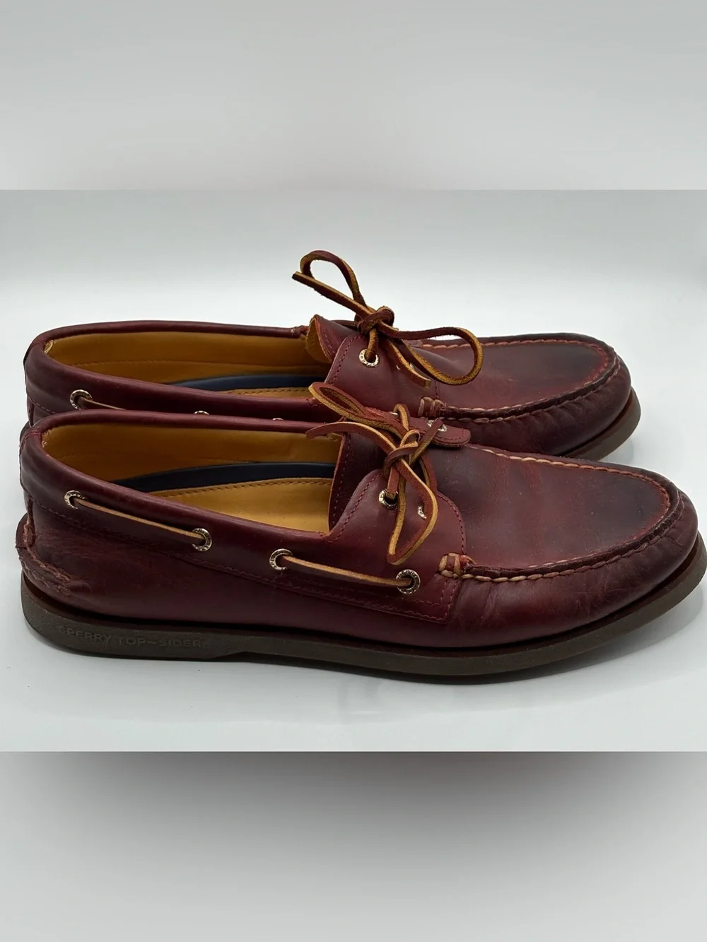 Sperry Gold Cup Leather Boat Shoes Men's Size 10.5M Burgundy Brown Hand-Sewn